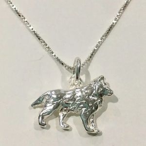 Sterling Silver Lone Alpha Wolf Necklace